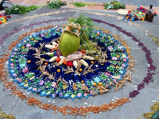 Stockfoto van ceremonie ter ere van Pachamama (Moeder Aarde)