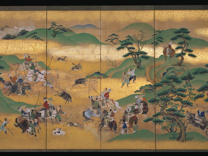Kamerscherm, door Kano Moritsune (1829-1866); Japan; c.1855